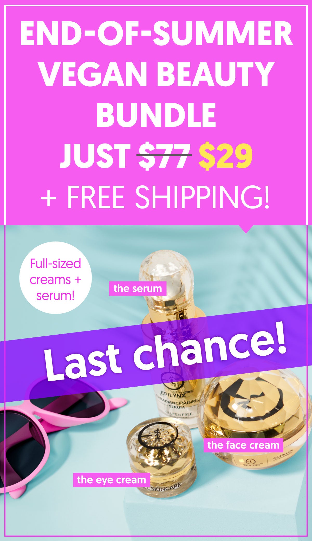 Beauty Bundle: Sunrise Serum, Sunrise Cream, and Sunrise Eye Cream (full-sized!)