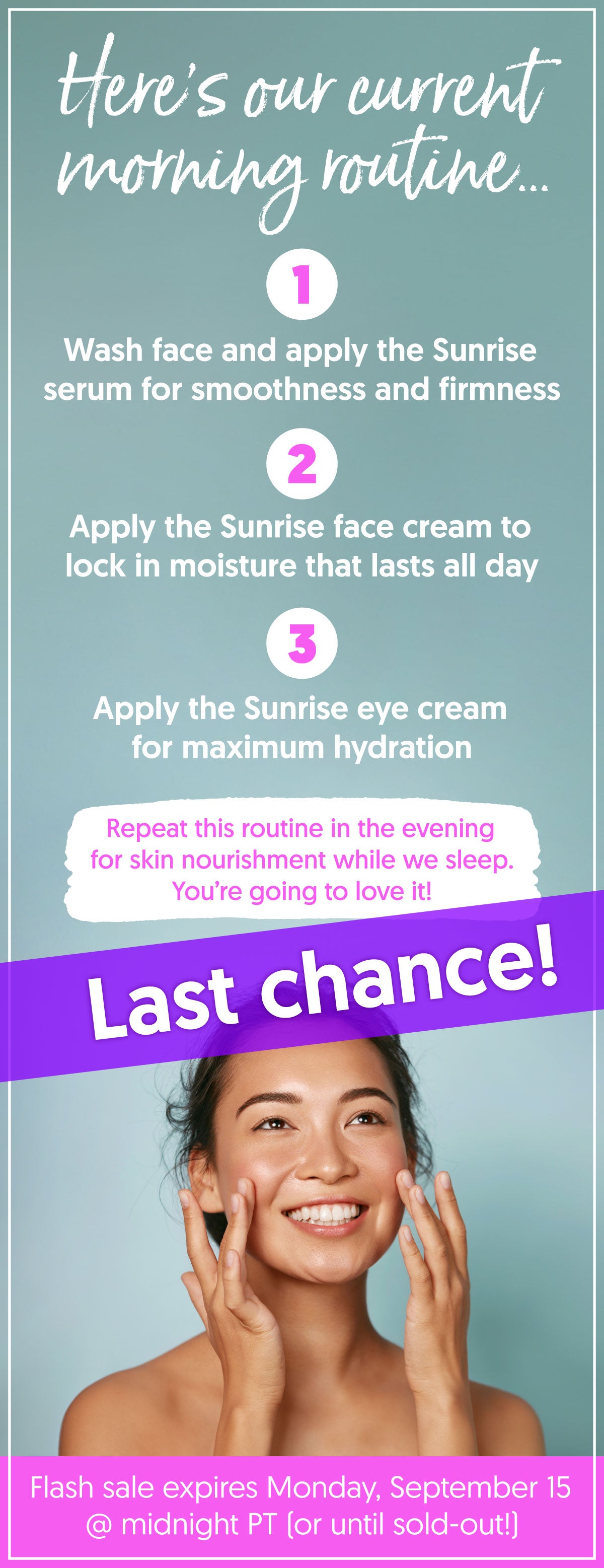 Beauty Bundle: Sunrise Serum, Sunrise Cream, and Sunrise Eye Cream (full-sized!)