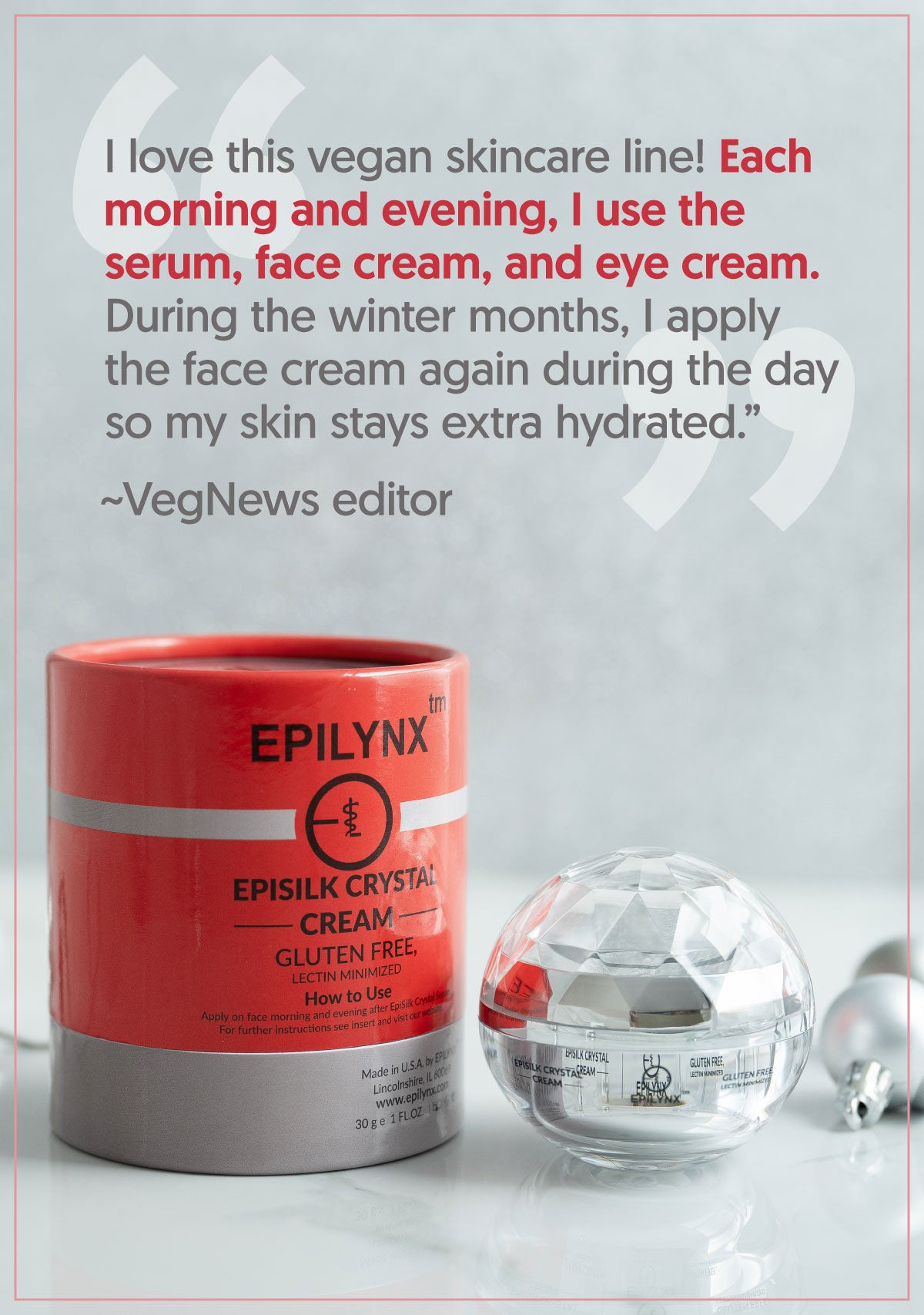 EpiLynx holiday beauty set styled with festive sparkle