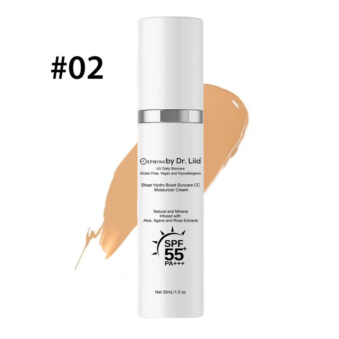tinted moisturizer spf 55, vegan cc cream, gluten free skincare, fragrance free moisturizer, sensitive skin sunscreen, allergen aware skincare, Dr Liia, EpiLynx
