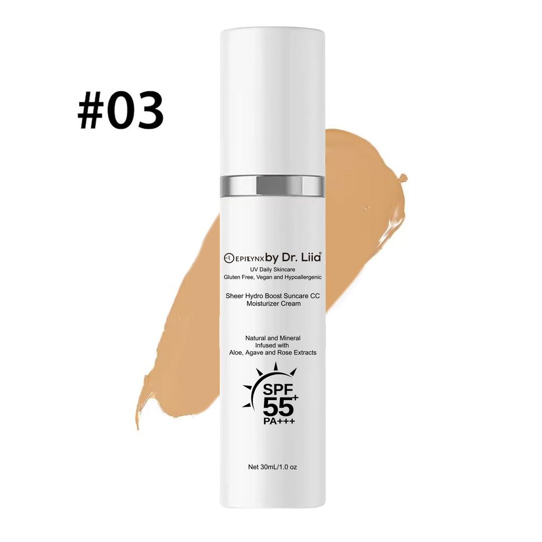 tinted moisturizer spf 55, vegan cc cream, gluten free skincare, fragrance free moisturizer, sensitive skin sunscreen, allergen aware skincare, Dr Liia, EpiLynx