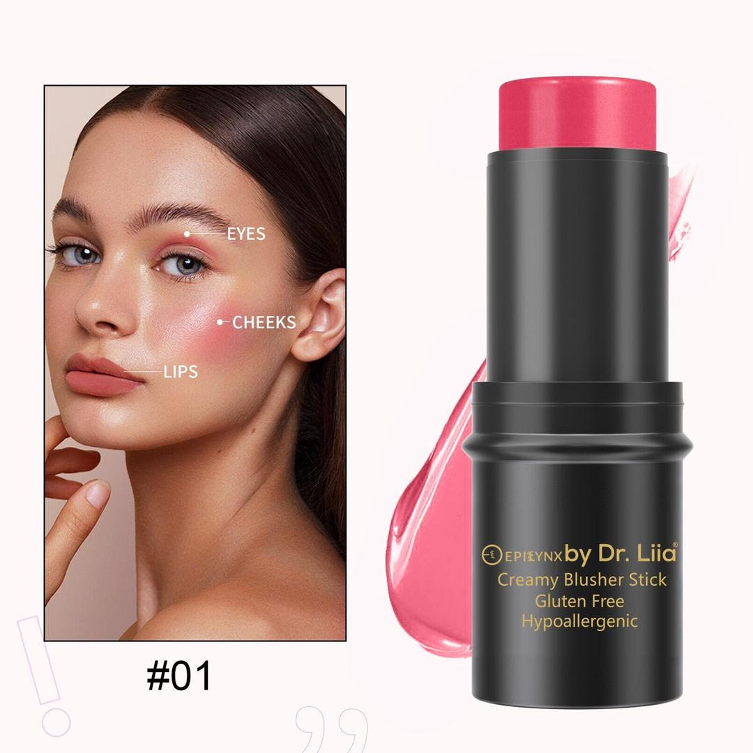 EpiLynx cream blush stick swatch blended on skin