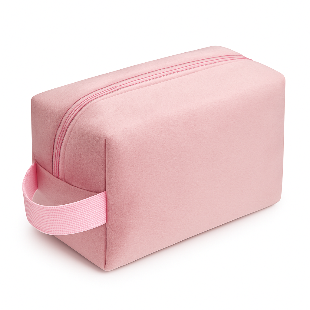 Vegan, Suede-Style Makeup Bag – Elegant, Travel-Friendly Cosmetic Organizer