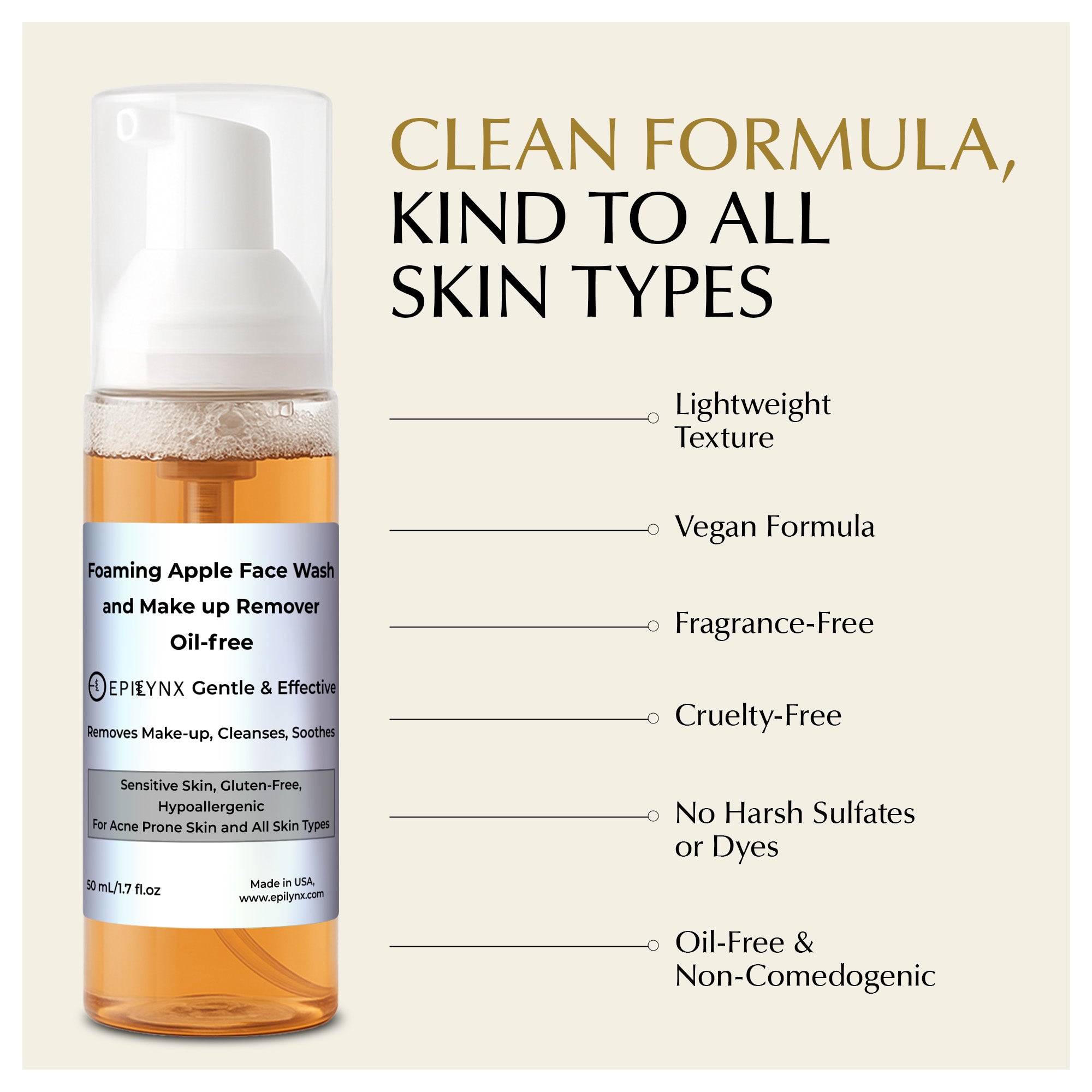 Gentle Foaming Facial Cleanser – Aloe, Apple & Ashwagandha for All Skin Types