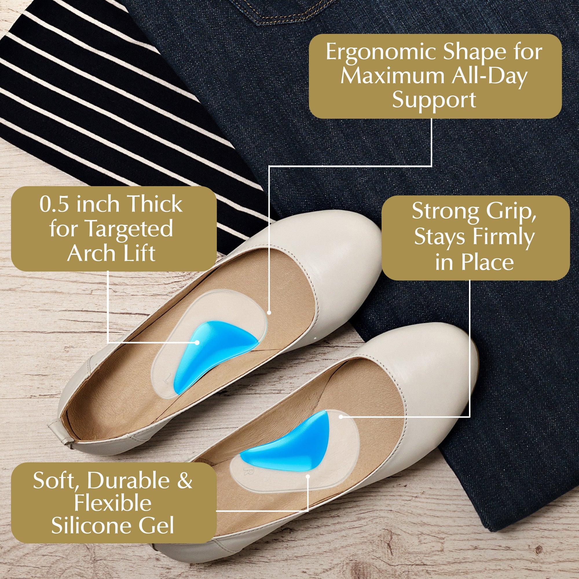 Arch Support Shoe Inserts for Adults & Kids