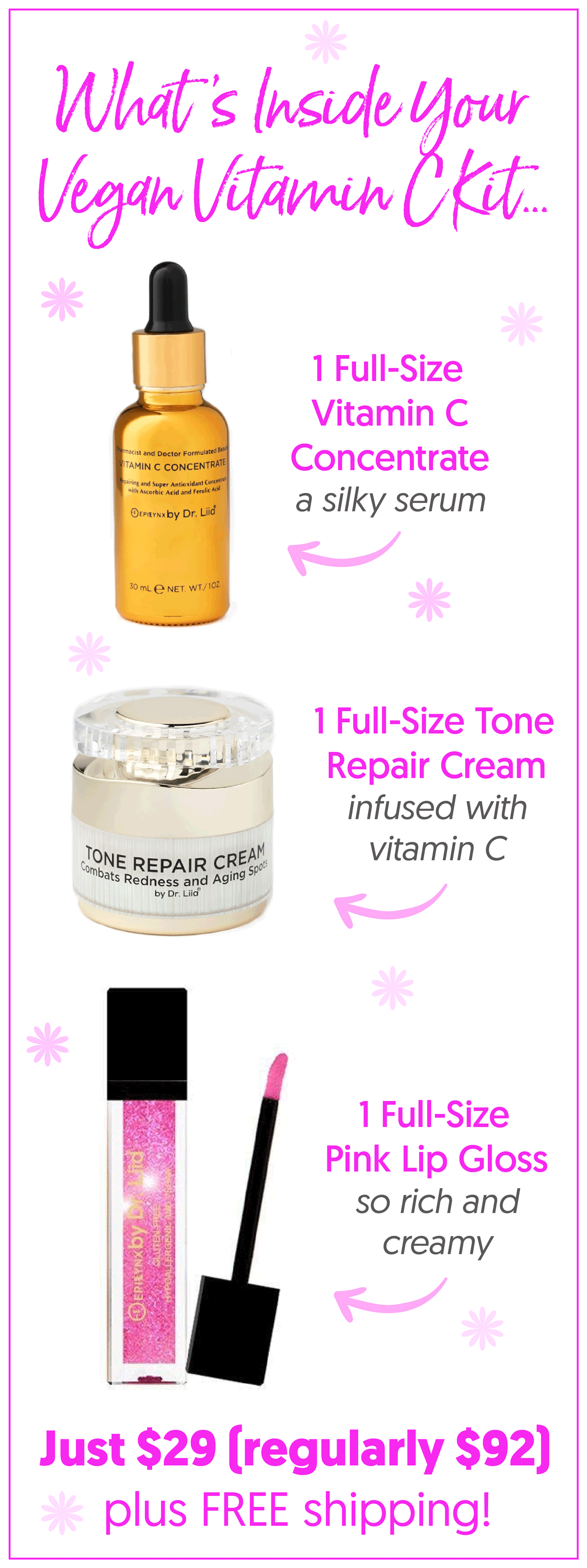 Luxe Vegan Vitamin C Skin Kit Just $29 + FREE Lip Gloss + FREE Shipping