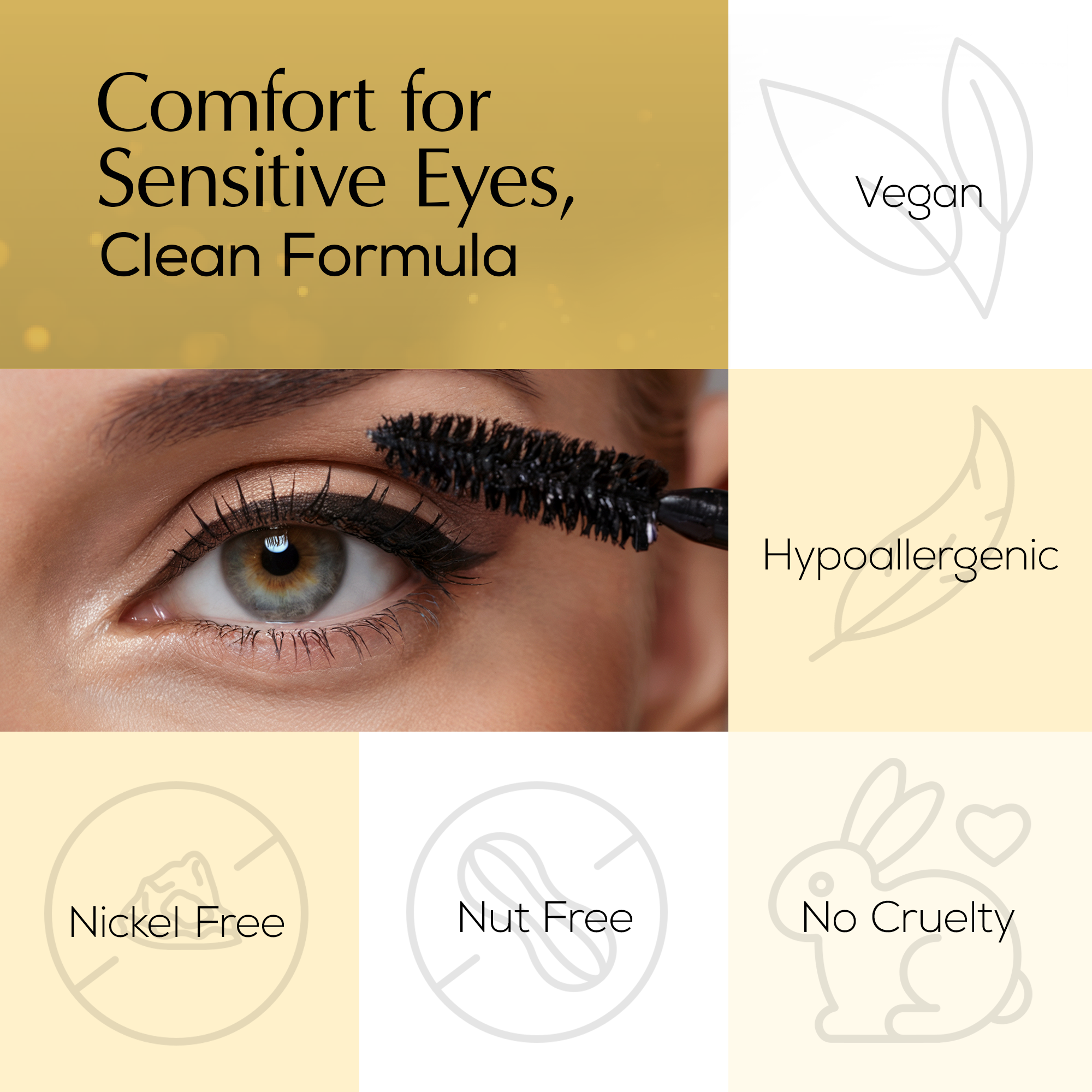 Mega Volume Vegan Mascara – Smudge-Proof with Handmade Diamond Case