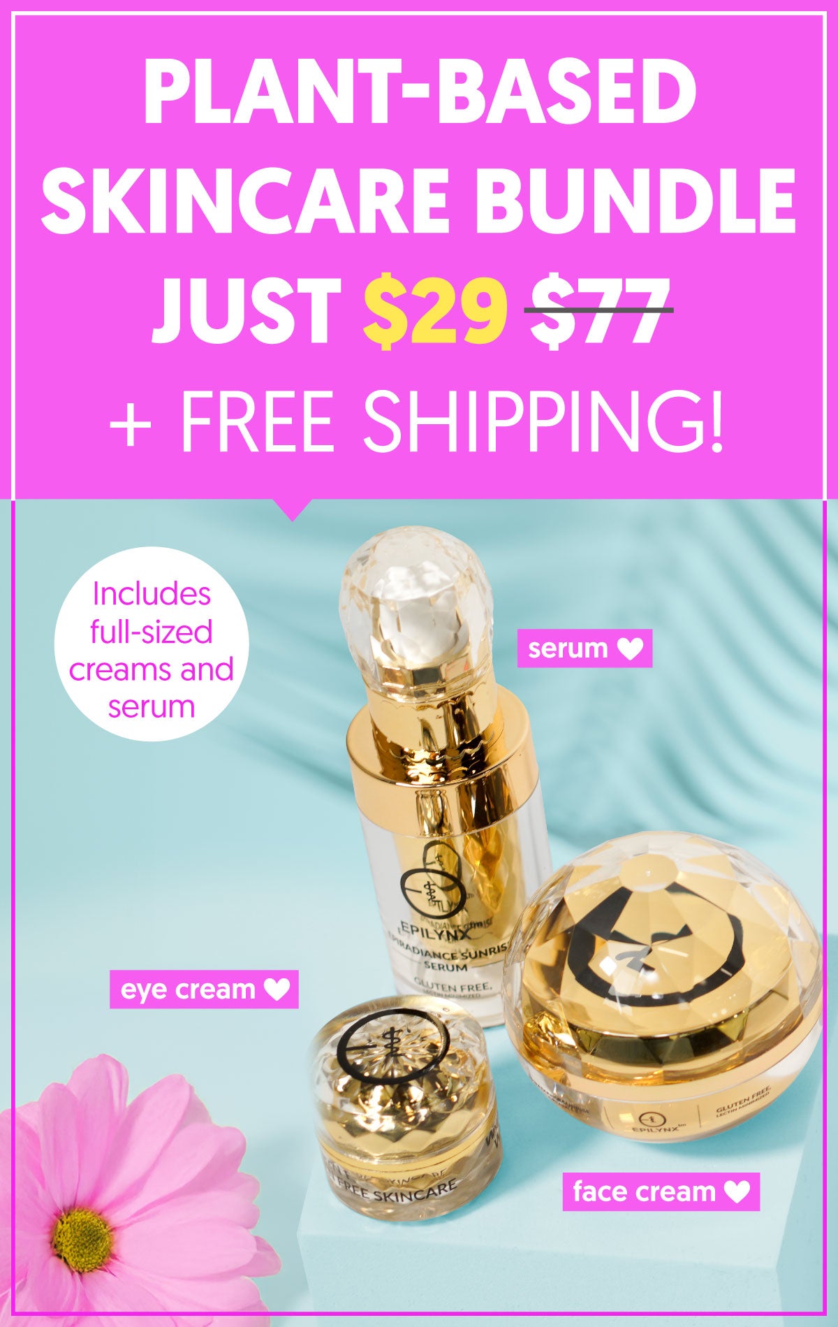 Beauty Bundle: Sunrise Serum, Sunrise Cream, and Sunrise Eye Cream (full-sized!)