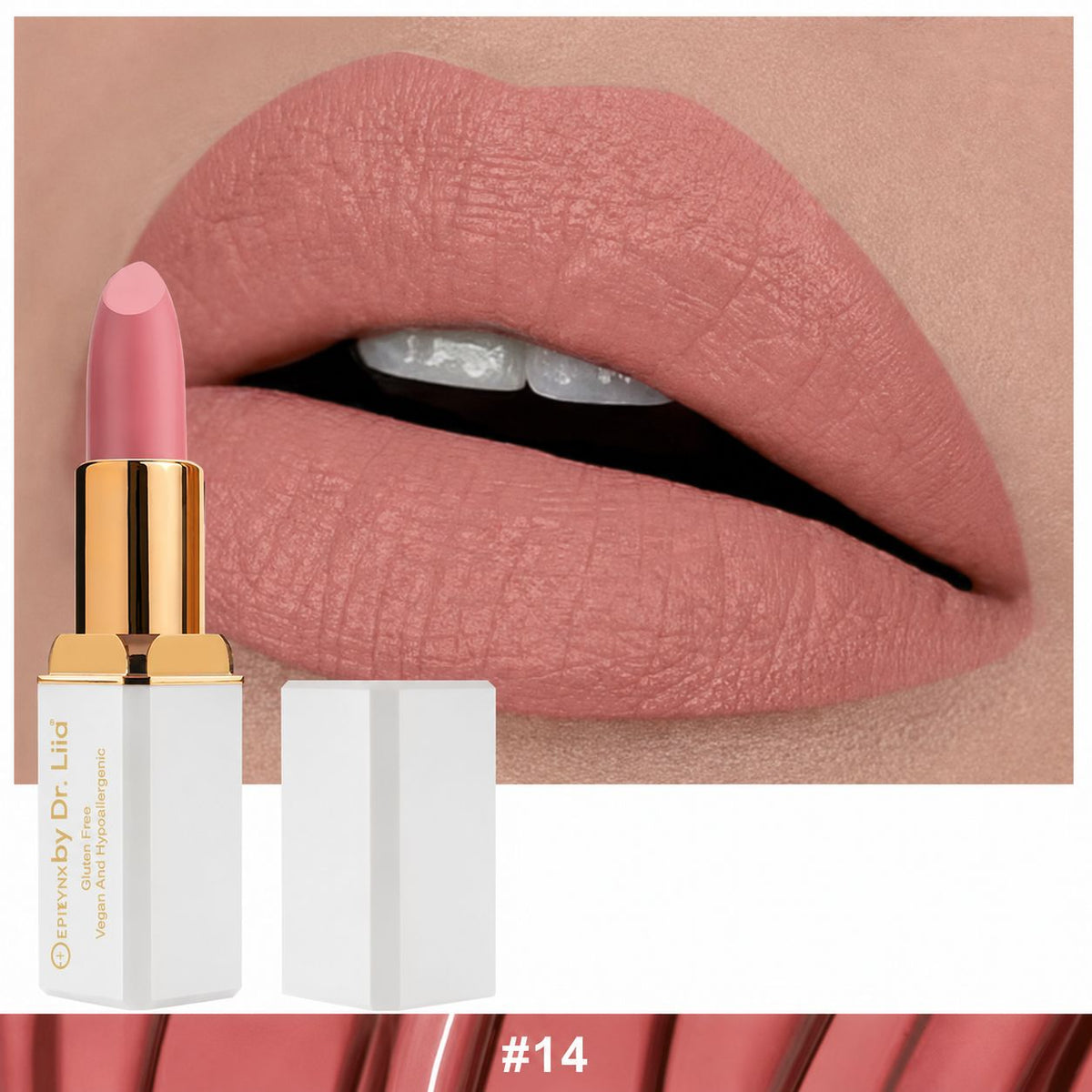 EpiLynx LS-009 #14 Butter lipstick and lip swatch