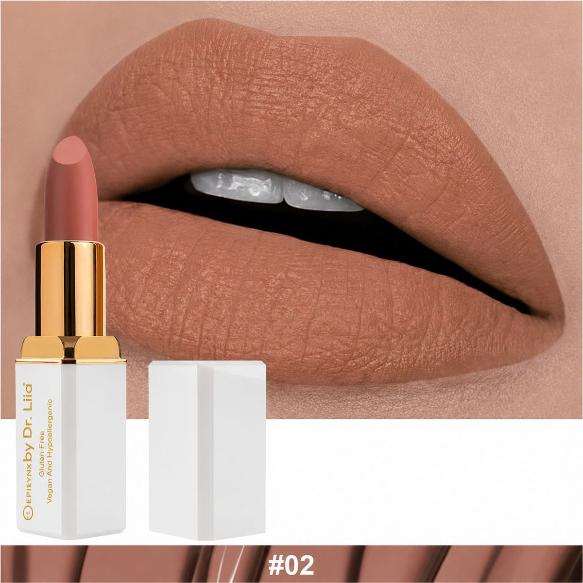 EpiLynx LS-009 #2 Sable lipstick and lip swatch