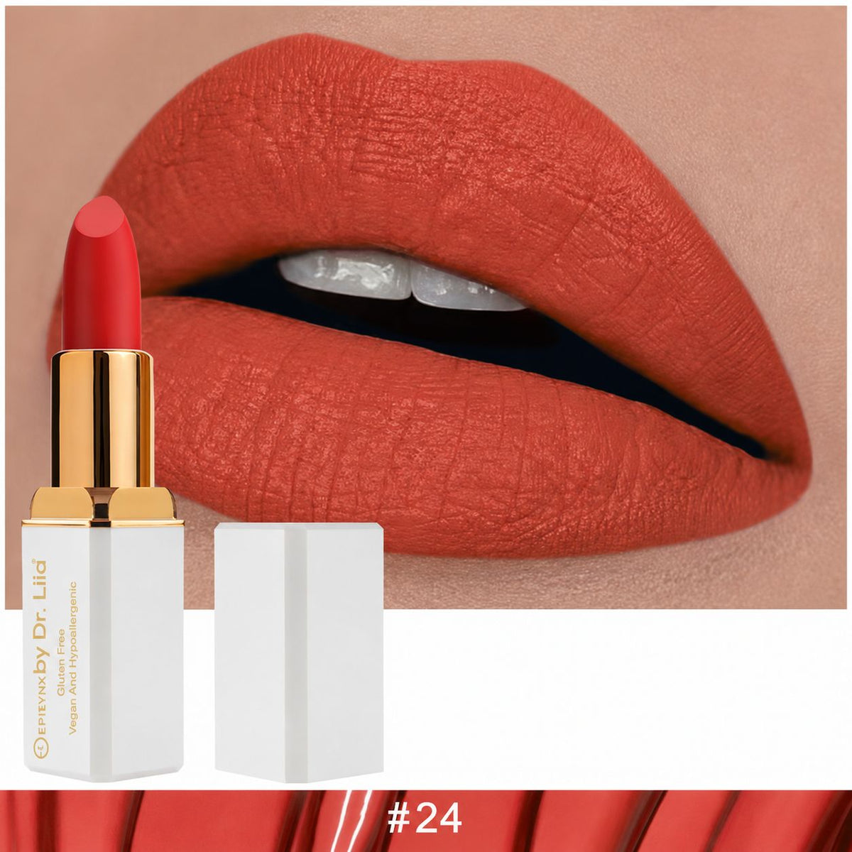 EpiLynx LS-009 #24 Bella lipstick and lip swatch