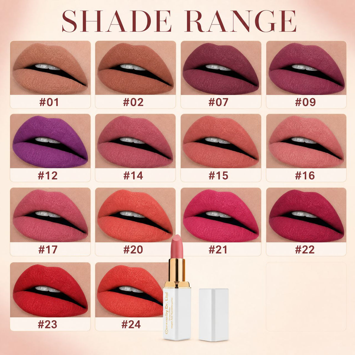 EpiLynx LS-009 lipstick collection: shade range