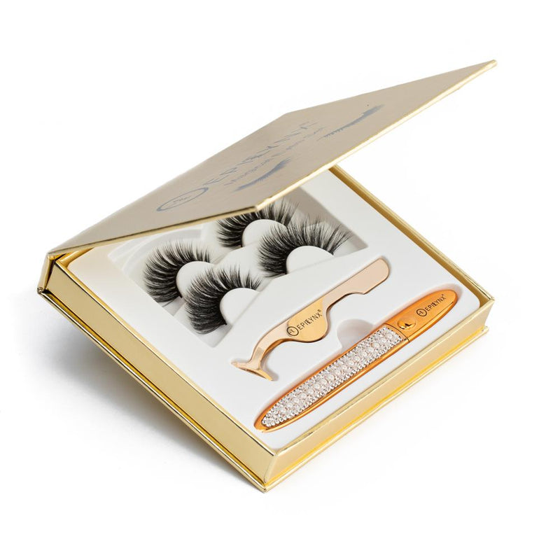 Vegan Natural False Eyelashes - Magnetic Black Eyeliner and Lashes Kit