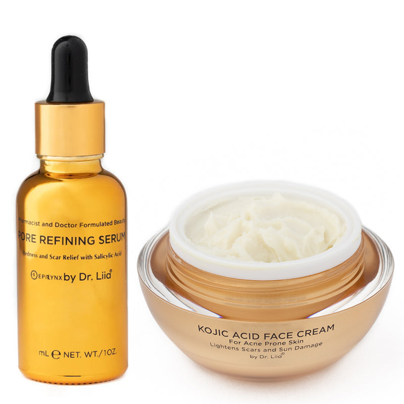 Gluten-Free, Vegan Moisturizer Set for Acne Prone Skin and Acne Scars - Brightening